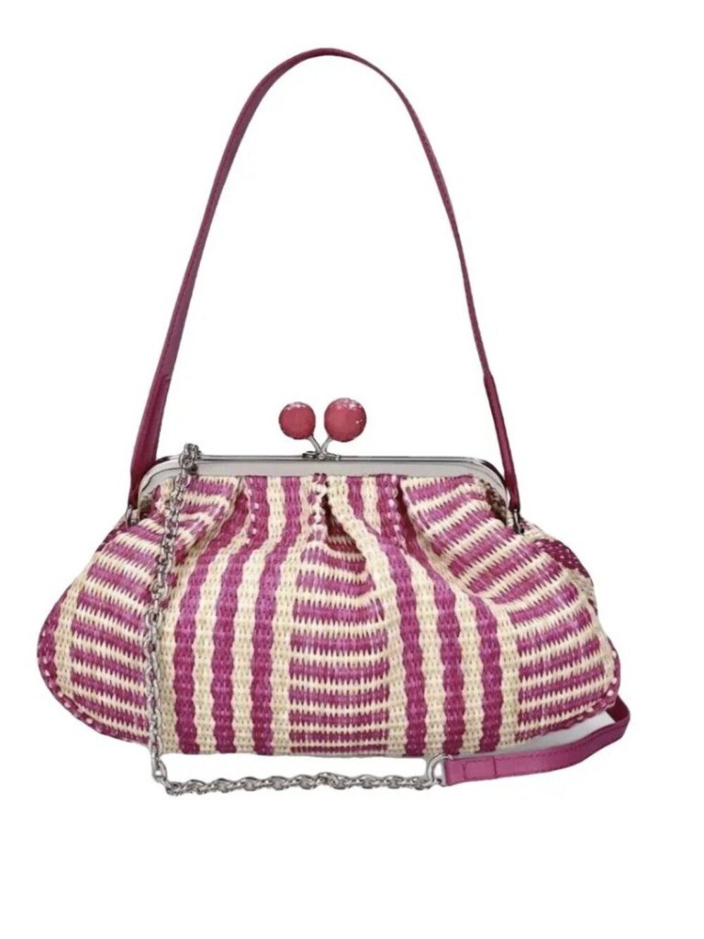 NWT: Weekend Max Mara Pasticcino Bag Pink Wicker Stripe Clutch NWT Medium